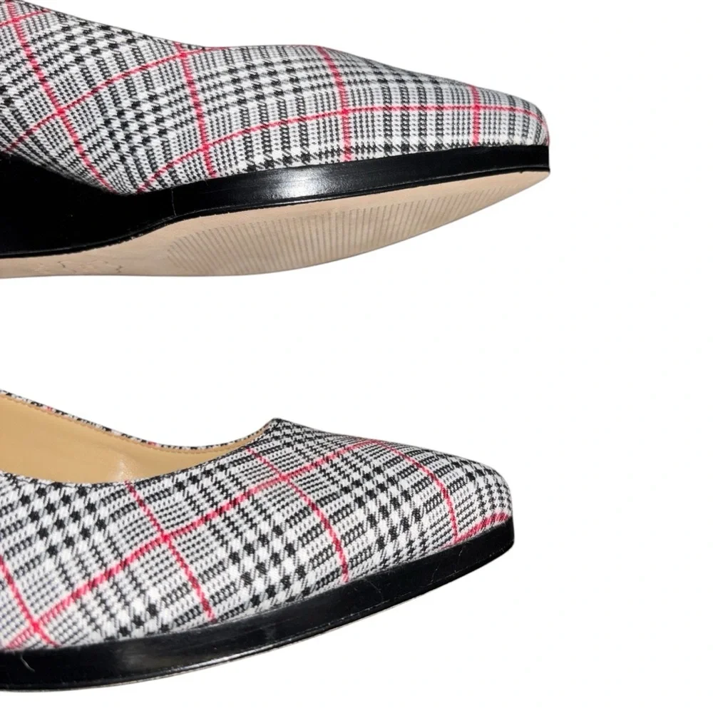 TALBOTS NWOB LACEY PLATFORM WEDGES - RED, BLACK & WHITE PLAID 7.5